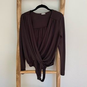 black long sleeve free people bodysuit